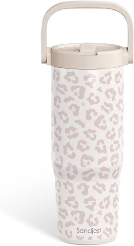 Miniatura 14 de SANDJEST Besties - Vaso de acero inoxidable con tapa para pajita de 30 onzas con asa de transporte para mujeres, niñas, mejores amigas, taza de café