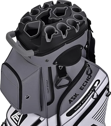 ASK ECHO T-Lock – Bolsa de carrito de golf con organizador de 14 divisiones en la parte superior, bolsa de carrito de golf premium con asas y funda