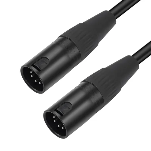 Miniatura 7 de Paquete de 2 cables XLR macho a macho de 5 pines, DMX 512 5 PIN XLR Lightspeed Controller Cable de 2 pies, negro