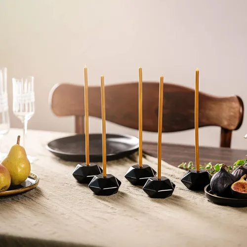 Miniatura 6 de Juego de 2 portavelas Danilovo - Hecho a mano, resistente soporte de cerámica fino para candelabros - Decoración negra de lujo ideal para el hogar