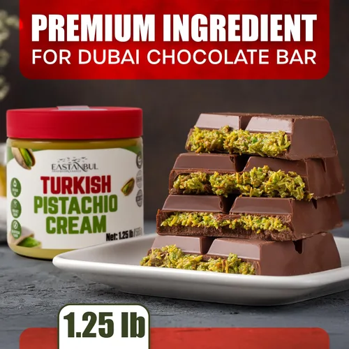 Miniatura 4 de Eastanbul Crema de pistacho, 1.25 libras, mantequilla de pistacho, crema turca para untar, kit de barra de chocolate Dubai, pasta perfecta