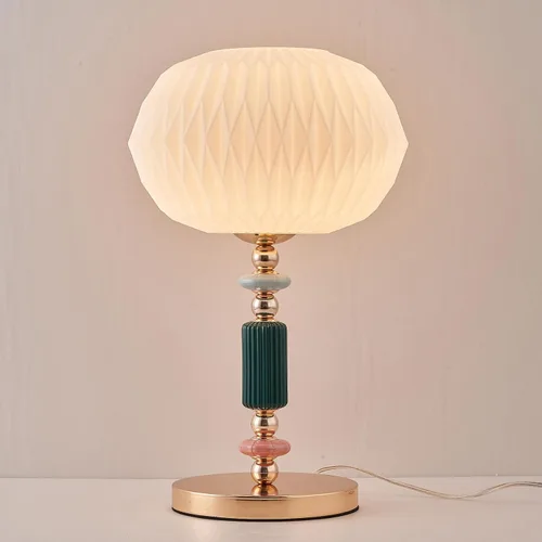 Miniatura 9 de Lámpara de mesa moderna imitada de seda con enchufe, base metálica, luz de escritorio con enchufe, cable y interruptor para dormitorio, mesita