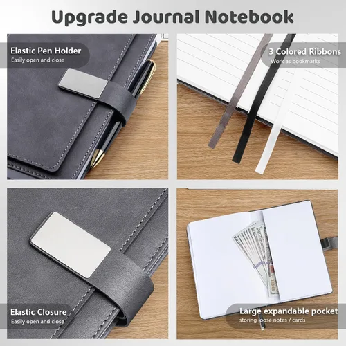 Miniatura 3 de Cuaderno Ejecutivo con Líneas, 256 Páginas, Rayado Universitario, Tapa Dura de Cuero A5, Bolígrafo Incluido, con Bolsillo para Notas; Cuadernos