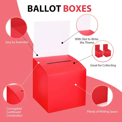 Miniatura 3 de Paquete de 12 cajas de rifa, caja de donación para recaudación de fondos, cajas de cartón para votación con ranura para boletos y cabecera extraíble