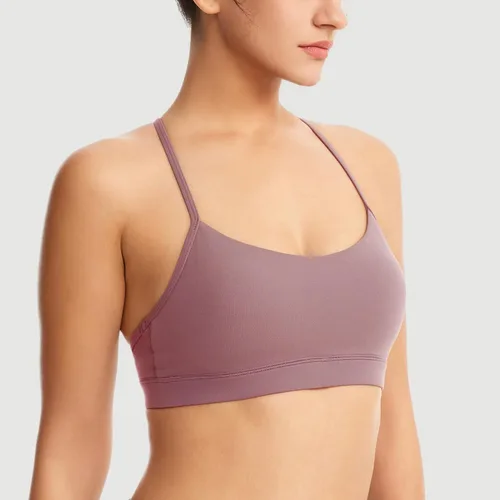 Miniatura 2 de Sujetadores deportivos acolchados para mujer, brasier deportivo sexy de línea larga entrecruzada, brasier deportivo de soporte medio con tirantes