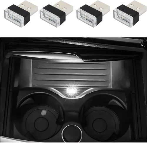 Miniatura 14 de Dickno 7 PCS Lámpara de Ambiente Interior de Coche LED USB, Mini Luz Nocturna LED Portátil, Kit de Iluminación Ambiental de Maletero con Interfaz