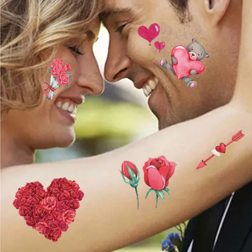 Miniatura 3 de Tatuajes para el día de San Valentín, tatuajes para el día de la madre, para mujeres, hombres, niños, niñas, decoración de arte corporal, labios