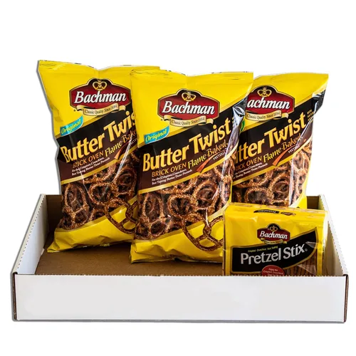 Bachman Butter Twists Brick Oven Pretzels (3 bolsas de 10 onzas) – Palitos de pretzel (6 bandejas de 1 onza) – Paquete variado – Crujiente,