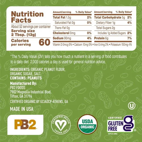 Miniatura 2 de PB2 Mantequilla de maní en polvo orgánica Certificado orgánico USDA, proyecto verificado sin OMG, mantequilla de maní en polvo sin gluten