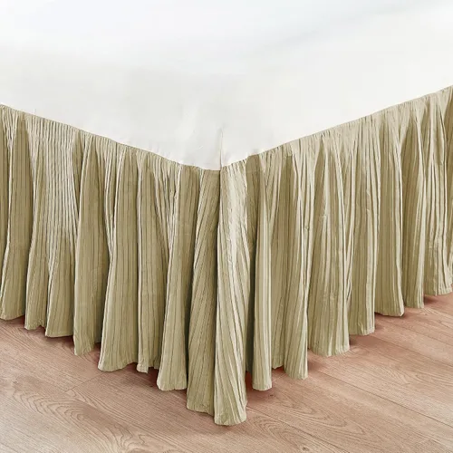 Miniatura 12 de Home Soft Things Falda de cama plisada de microfibra, diseño elegante envolvente de microfibra sólida con caída de 18 pulgadas, ropa de cama
