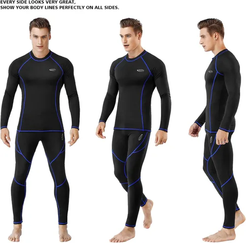 Miniatura 2 de Ropa interior térmica para hombre, conjunto de pantalones largos con forro polar capa base superior