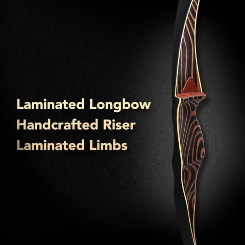 Miniatura 6 de Deerseeker Outdoor Archery 54" Traditional Bow Hunting Longbow with Bamboo Core Limbs Handmade Recurve Bow RH/LH for Targeting Practice Shooting
