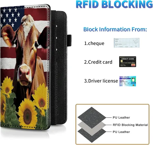 Miniatura 38 de Funda para chequera para hombres y mujeres, cartera de cuero RFID con ranuras para tarjetas de crédito, soporte de cheques duplicados personales