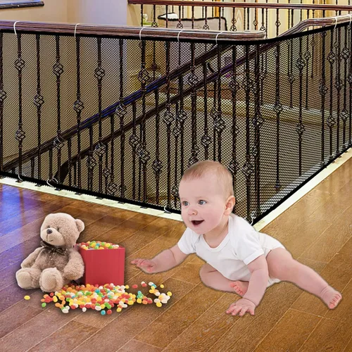 Miniatura 24 de Red para escalera, Barrera de seguridad para bebés para escaleras sin necesidad de perforación, Barrera de seguridad para pasamanos de bebé, 18 pies