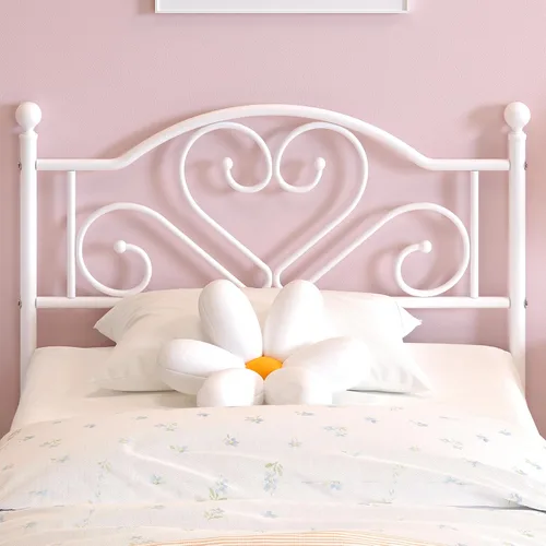 Miniatura 5 de Weehom Base de cama individual con cabecero, plataforma de metal resistente debajo de la cama, espacio de almacenamiento fácil de montar para niños