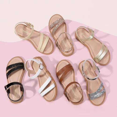 Miniatura 6 de PANDANINJIA Mona - Sandalias planas para niñas pequeñas y pequeñas para niños, bonitas sandalias de vestir con punta abierta, zapatos de verano