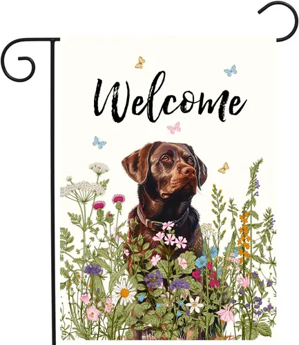 Miniatura 11 de Bandera de jardín floral Border Collie bandera de patio primavera verano bandera de patio flor perro banderas de jardín para exteriores pequeñas
