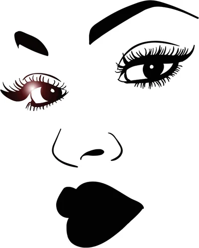 Vinilo adhesivo de pared de mujer africana, maquillaje niña, pestañas faciales, labios, decoración grande (2213ig) negro