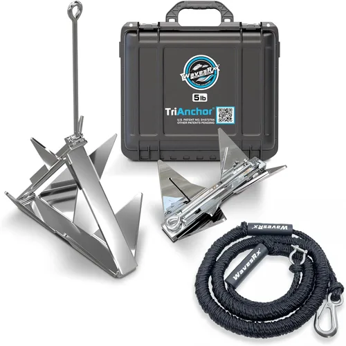 Miniatura 13 de WAVESRX TriAnchor - Stainless Steel Folding PWC & Boat Anchor Sets Instantly for Effortless Boat & Jet Ski Anchoring Compact Patent-Pending
