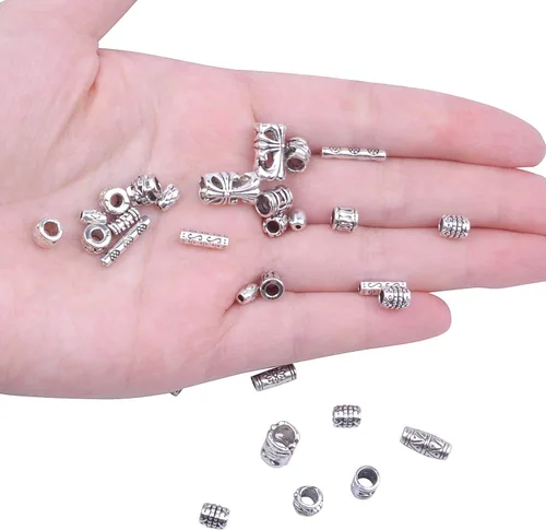 Miniatura 2 de BronaGrand 3.53 oz (alrededor de 250-400 piezas) de plata antigua, cuentas espaciadoras para pulseras, dijes, collares, dijes, accesorios para hacer