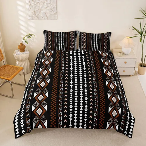 Miniatura 24 de Erosebridal Bohemian Duvet Cover Twin Country Southwestern Comforter Cover for Kids Teens Boho Aztec Arrows Diamond Bedding Set Black Gray Geometric