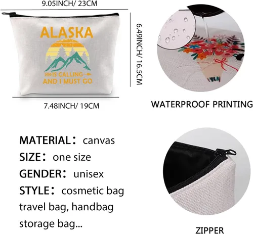 Miniatura 6 de XYANFA Alaska is Calling And I Must Go Alaska Cruise Bolsa de maquillaje Alaska Travel Souvenirs Gift Matching Cruise Gift Alaskan Vacation Zipper