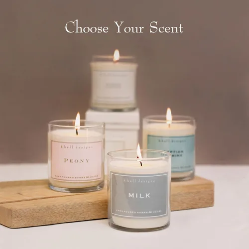 Miniatura 5 de K. Hall Designs Milk Jar Candle, Creamy-Sweet Coconut Vanilla Aroma, 60-Hour Burn, Vegetable Wax & Soy Blend Made in USA for Men and Women, 8 oz