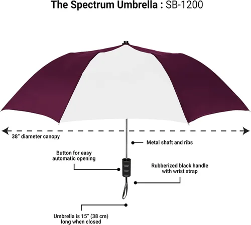 Miniatura 54 de STROMBERGBRAND UMBRELLAS The Spectrum Popular Style - Paraguas de viaje compacto de 42 pulgadas para lluvia, viento y sol, resistente y ligero