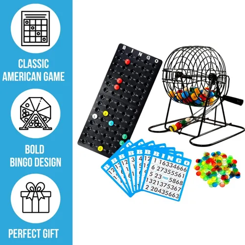 Miniatura 3 de Juego de Bingo Deluxe Regal para Adultos y Niños - Incluye Jaula de Rueda de 8 Pulgadas, 75 Bolas, Tablero Principal, 50 Tarjetas y Fichas Coloridas