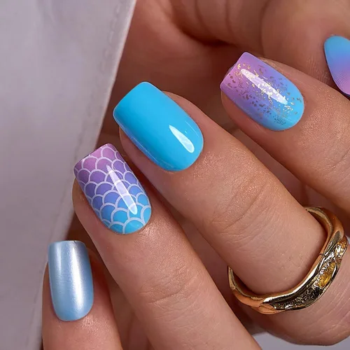 Miniatura 9 de Uñas a presión CurvLife cortas cuadradas Beige, Blancas, Rosas, Uñas postizas falsas acrílicas con diseño de albaricoque, uñas de cobertura completa