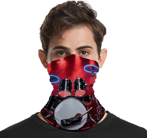 Miniatura 4 de Cool Drum Set Neck Gaiter Breathable & Moisture-Wicking Face Mask Bandana Balaclava Sun Protection Face Cover Scarf Lightweight Seamless Design for