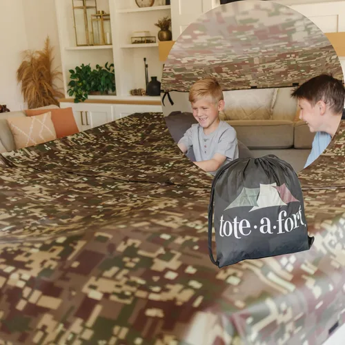 Tote a Fort - Kit de construcción de fortaleza de manta de camuflaje para niños, juguete de 4 mantas TOTEAFORT, haz una casa de juegos portátil,