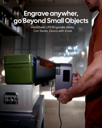Miniatura 2 de LaserPecker LP5 Smart Dual 20W Fibra + Diodo Grabador láser Cortador con extensión rotativa, extensión deslizante y purificador de aire, relieve 3D