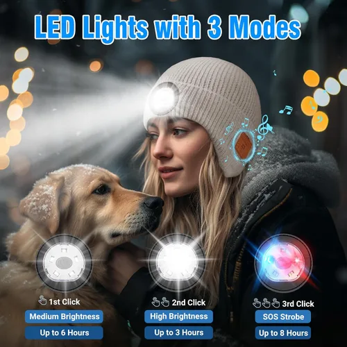 Miniatura 60 de Gorro Bluetooth con auriculares ligeros e inalámbricos, micrófono integrado y altavoces estéreo mejorados con música