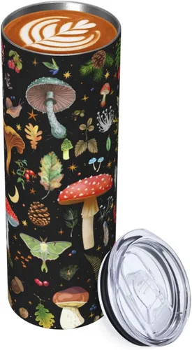 Miniatura 10 de Taza de hongos, taza de hongos, regalos de hongos, taza de café de 20 onzas, taza de viaje aislada con tapa a prueba de fugas, vaso reutilizable