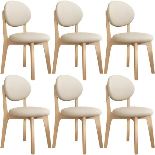 Miniatura 75 de YVYKFZD Juego de sillas de comedor, sillas de cocina de madera maciza, silla de comedor de granja con respaldo curvo, silla tapizada de cuero