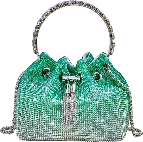 Miniatura 10 de TOPALL Bolso de Noche Mejorado con Diamantes de Imitación, Bolso de Mano Brillante con Diamantes de Imitación en Plata, Monederos de Diamantes