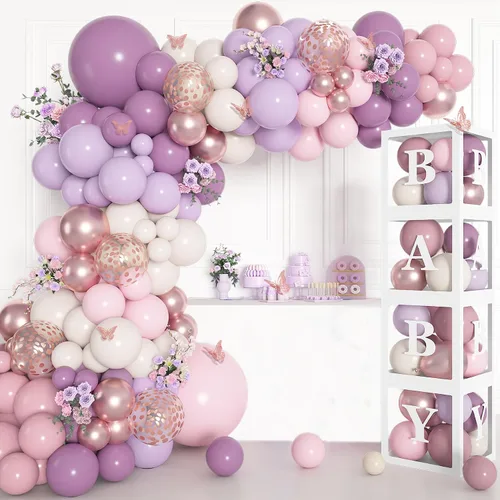 Miniatura 9 de 153 piezas de decoración de baby shower azul polvoriento para niño, kit de arco de globos azules con letra (A-Z+Bebé) para suministros de fiesta