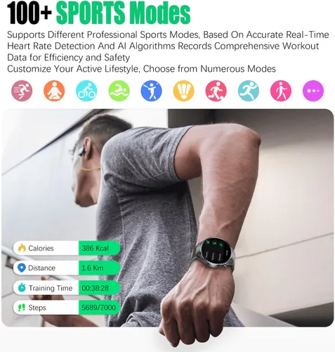 Miniatura 3 de Reloj inteligente para hombre, 1.75 pulgadas, AMOLED, Bluetooth, llamadas, frecuencia cardíaca y oxígeno en sangre, monitor de sueño, rastreador
