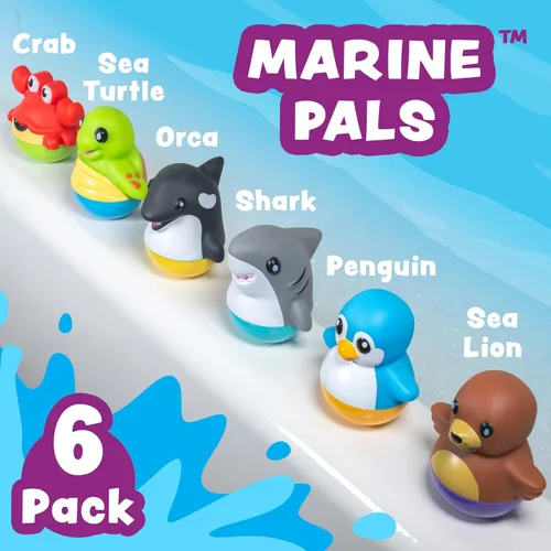 Miniatura 3 de Tub Works® Tub Bobbers™ Bob, Wobble & Float - Juguetes de baño verticales para niños pequeños, paquete de 6 Acción única de tambaleo Juguetes