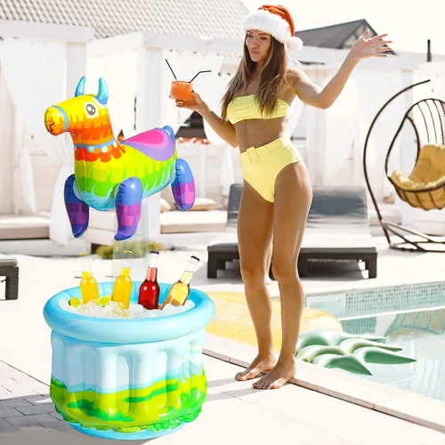 Miniatura 7 de PARENTSWELL Enfriador de bebidas de 47.5 pulgadas para fiestas, paquete de 2 cubos inflables de cactus para barbacoa, suministros de despedida