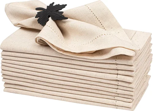 Miniatura 21 de Lightnpro - Juego de 6 servilletas de algodón con dobladillo blanco de 18 x 18 pulgadas, suaves y lavables, elegantes servilletas de mesa