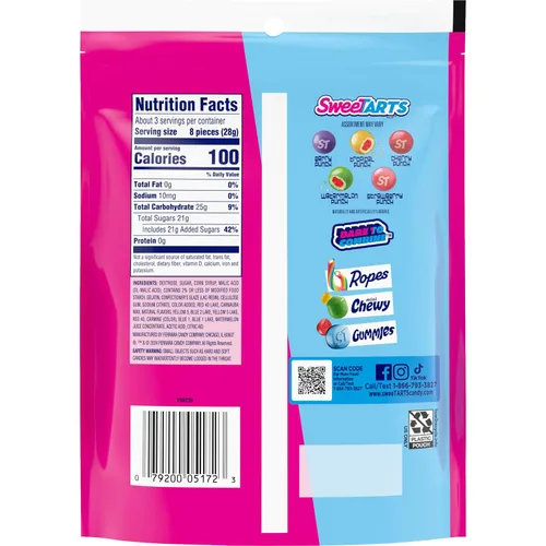 Miniatura 9 de SweeTARTS Caramelos Chewy Fusions, mezcla de ponche de frutas, dulce y agrio, 9 onzas