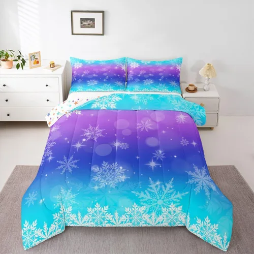 Miniatura 32 de Juego de edredón de Navidad de dibujos animados para niños, tamaño individual, juego de ropa de cama Kawaii de Papá Noel, pingüino, ciervo