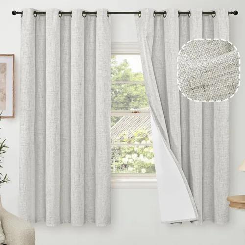 Miniatura 91 de Cortinas Opacas de Lino Azul Bebé para Guardería de 40 Pulgadas de Largo, 2 Paneles, Cortinas Cortas con Aislamiento Térmico Boho de Bloqueo Total