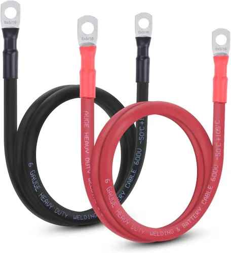 Miniatura 9 de Cable de batería flexible de 1/0 AWG con terminales de 3/8" - Alambre de cobre puro OFC para inversor y soldadura para automotriz, solar, RV