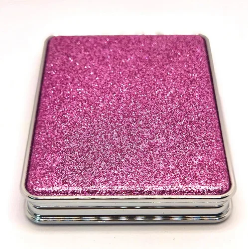 Miniatura 19 de Bonito espejo compacto en forma de corazón para bolso, espejo de viaje negro con purpurina, espejo de bolsillo pequeño de cuero, espejo