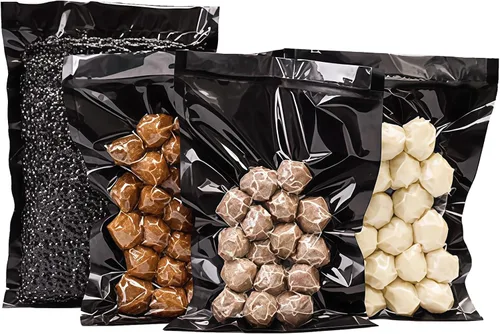Miniatura 4 de PABCK 50 bolsas selladoras al vacío negras para almacenamiento de alimentos, 5.91 x 8.66 pulgadas, plástico transparente texturizado para envases
