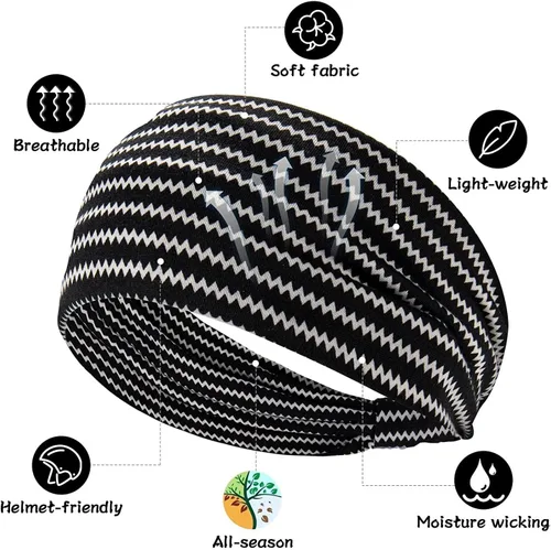 Miniatura 2 de K-Elewon Paquete de 3 diademas elásticas anchas para mujer, bandas para el cabello para yoga, deportes
