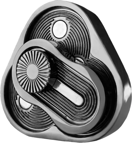 Miniatura 2 de Deslizador de metal para ansiedad, rotación triangular, forma de trébol, juguetes EDC para adultos para aliviar el estrés y la ansiedad, TDAH Negro